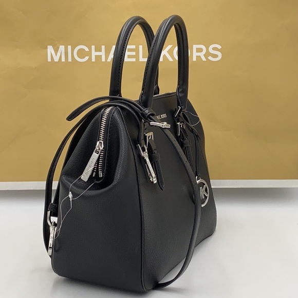 MICHAEL KORS CHARLOTTE LARGE SATCHEL BLACK - Picture 4 of 15